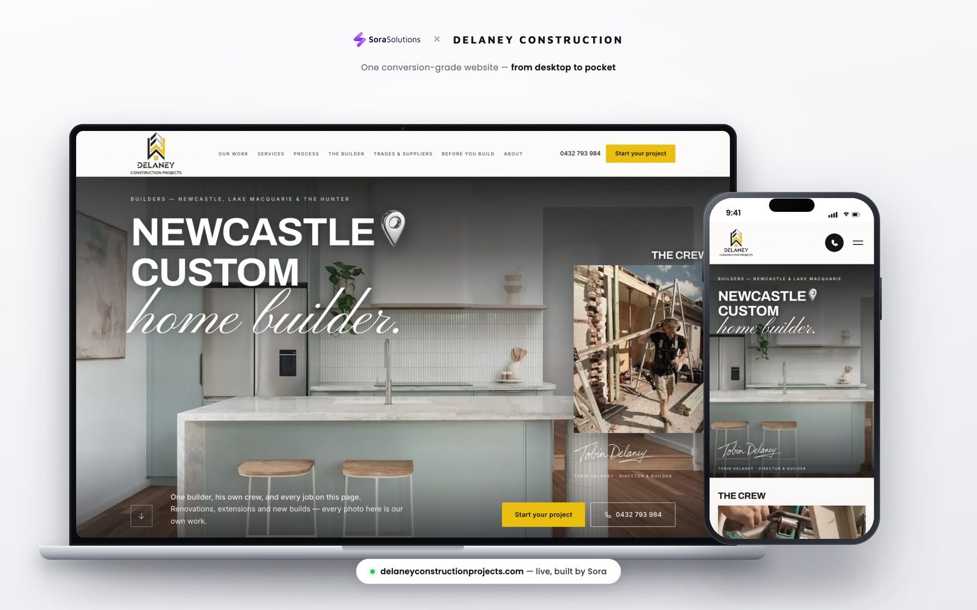 Delaney Construction Projects website — desktop and mobile