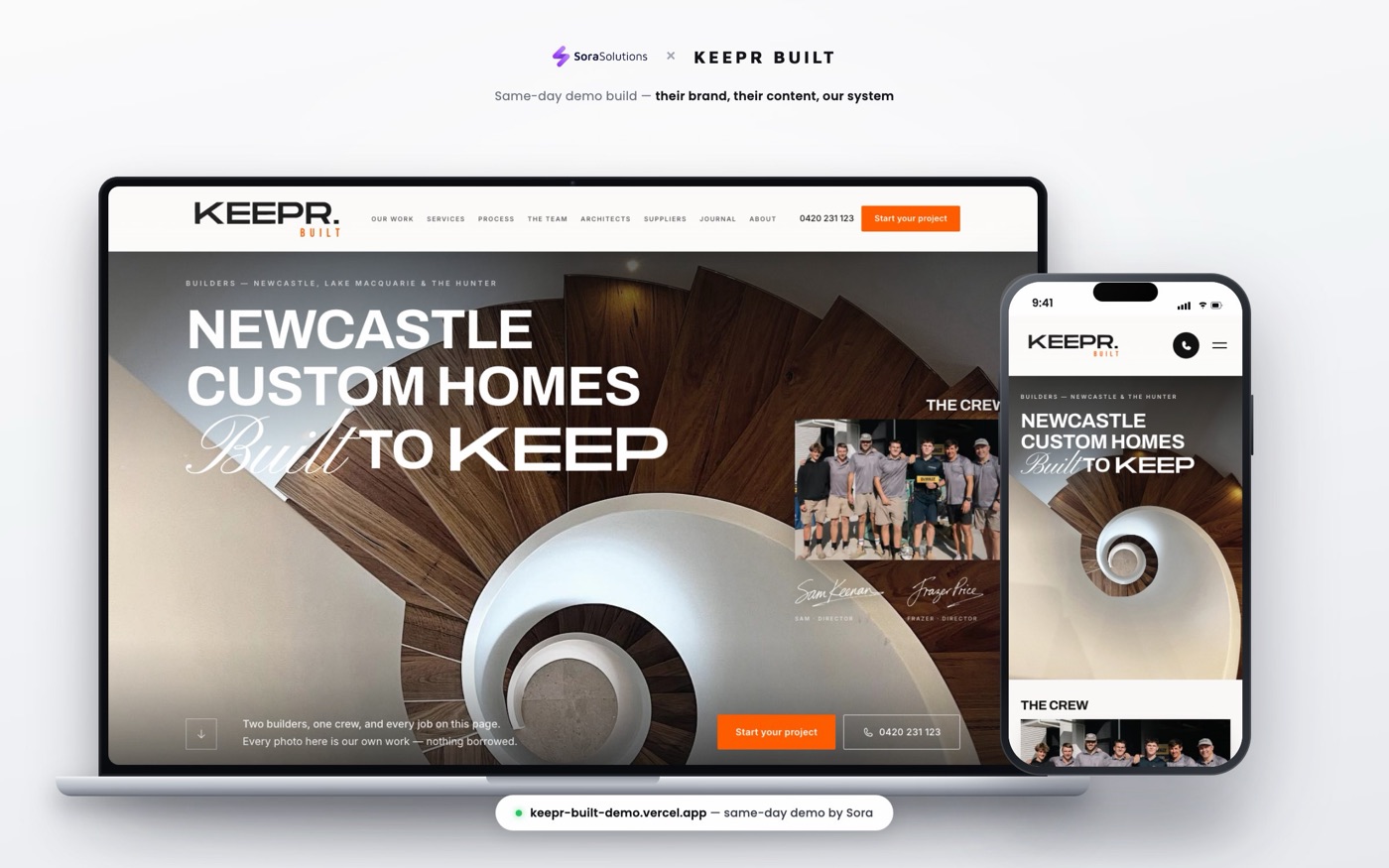 KEEPR Built website — desktop and mobile